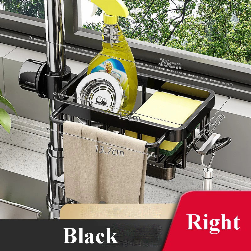 Faucet Organizer Sponge Holder for Kitchen Sink  Adjustable Sink Organizer Hanging Faucet Drain Rack