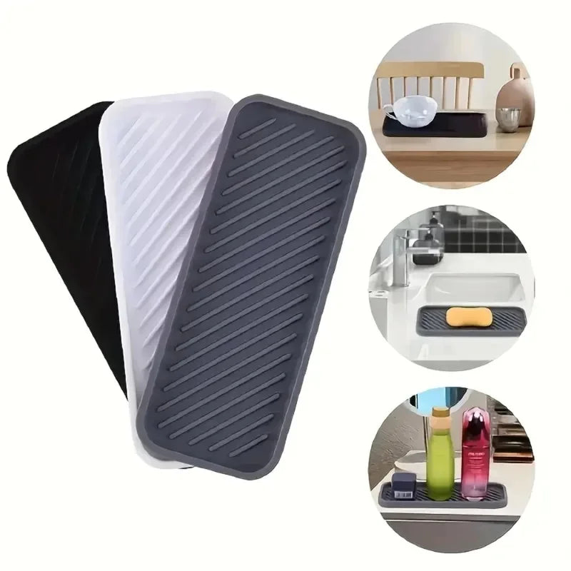 1 Silicone Sink Splash Guard And Soap Holder - Multifunctional Kitchen And Bathroom Accessory, Made Of Durable Plastic
