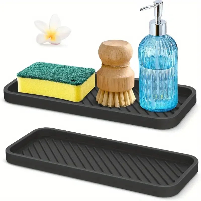 1 Silicone Sink Splash Guard And Soap Holder - Multifunctional Kitchen And Bathroom Accessory, Made Of Durable Plastic