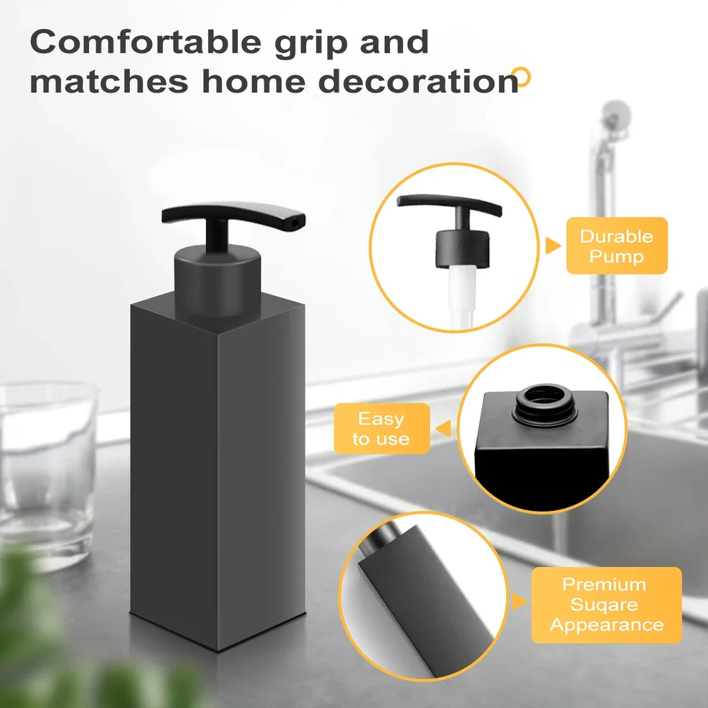 Matte Black 304 Stainless Steel Soap Dispenser Square Design Soap Dispenser Liquid Soap Dispenser for Bathroom