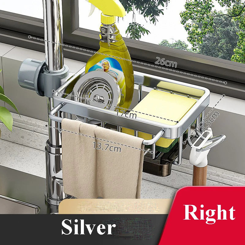 Faucet Organizer Sponge Holder for Kitchen Sink  Adjustable Sink Organizer Hanging Faucet Drain Rack