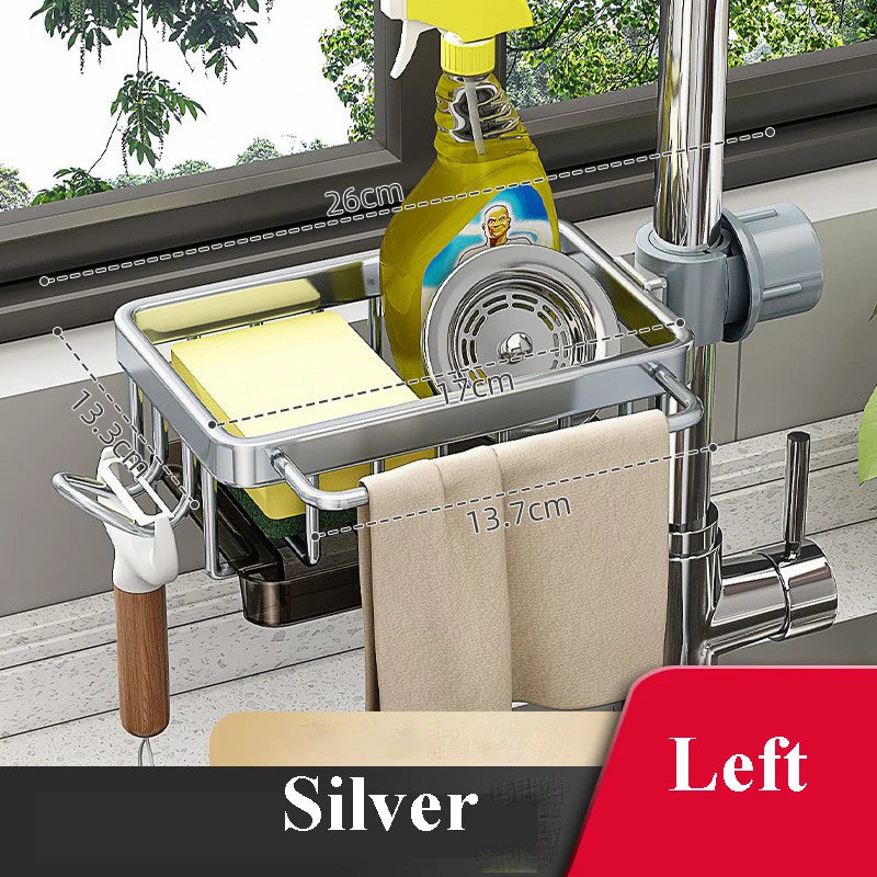 Faucet Organizer Sponge Holder for Kitchen Sink  Adjustable Sink Organizer Hanging Faucet Drain Rack