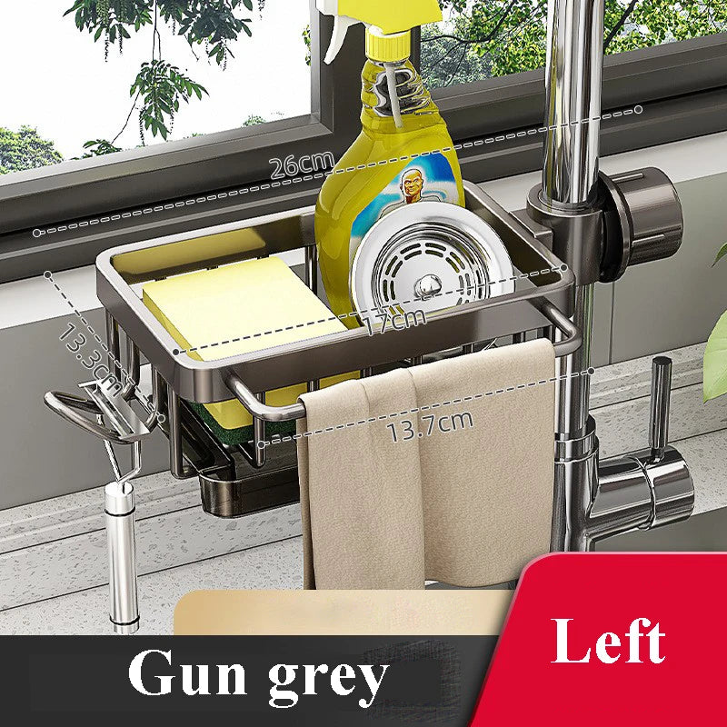 Faucet Organizer Sponge Holder for Kitchen Sink  Adjustable Sink Organizer Hanging Faucet Drain Rack