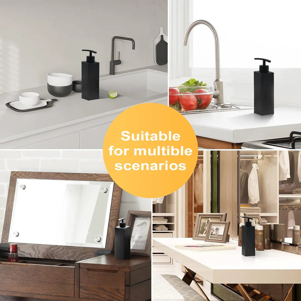 Matte Black 304 Stainless Steel Soap Dispenser Square Design Soap Dispenser Liquid Soap Dispenser for Bathroom