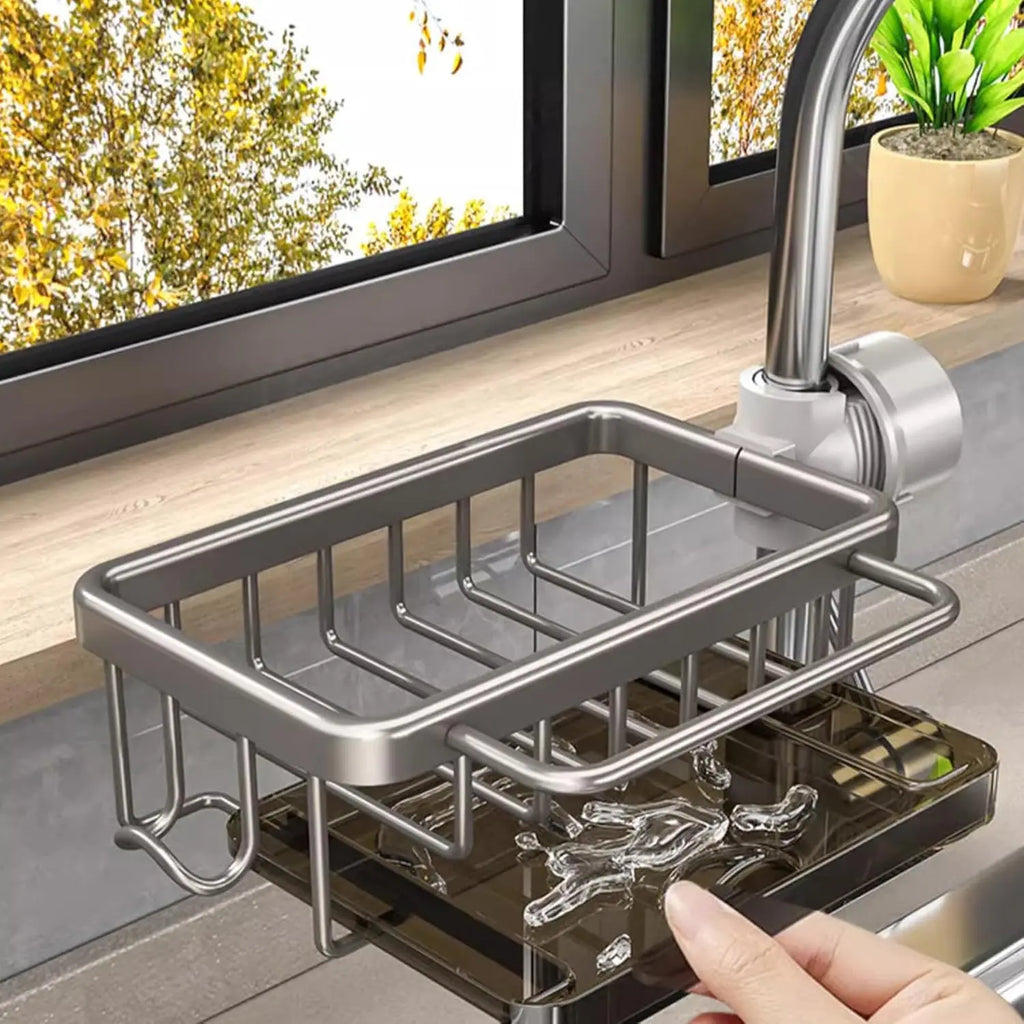 Faucet Organizer Sponge Holder for Kitchen Sink  Adjustable Sink Organizer Hanging Faucet Drain Rack