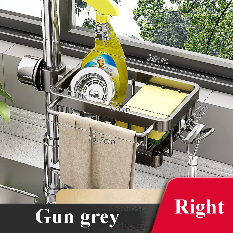 Faucet Organizer Sponge Holder for Kitchen Sink  Adjustable Sink Organizer Hanging Faucet Drain Rack