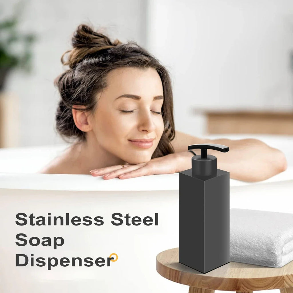 Matte Black 304 Stainless Steel Soap Dispenser Square Design Soap Dispenser Liquid Soap Dispenser for Bathroom