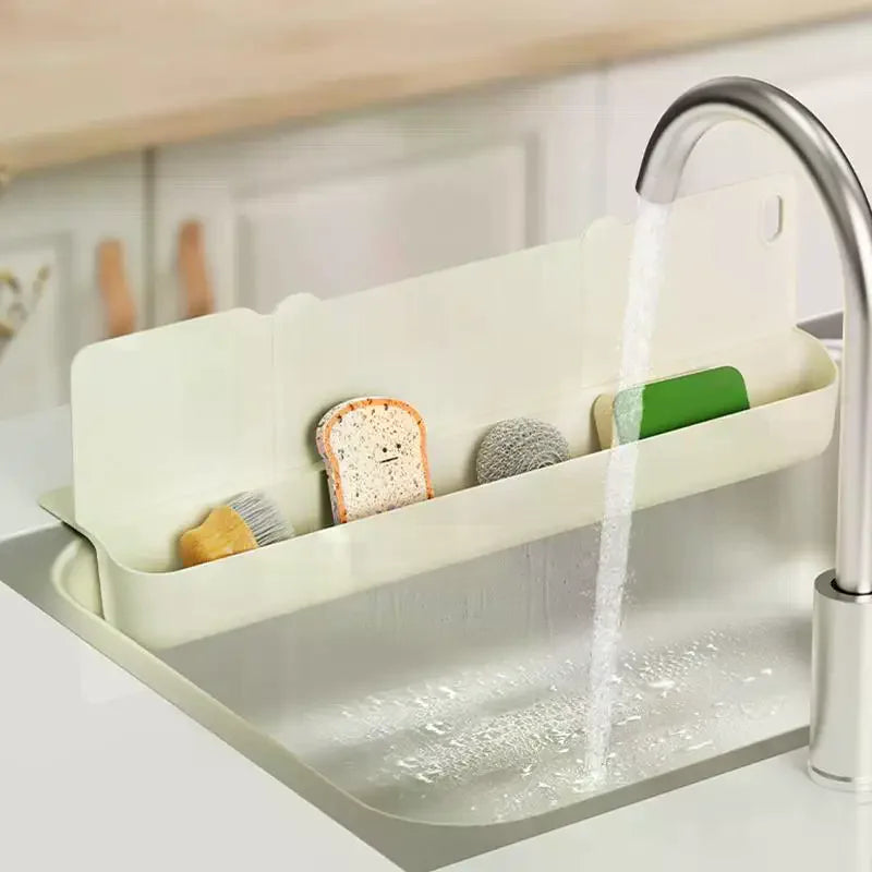 Silicone Sink Splash Guard With Waterproof And Splash-proof Design, Drain And Storage Tray For Dishwashing And Kitchenware