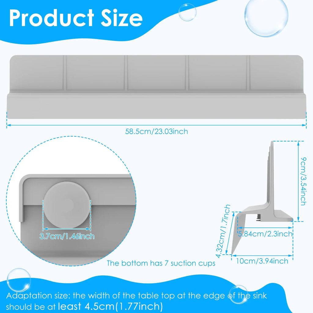 Silicone Sink Splash Guard Kitchen Water Baffle Splash Protector with Non Slip Strong Suction Washing Dishes Faucet Drain Pad