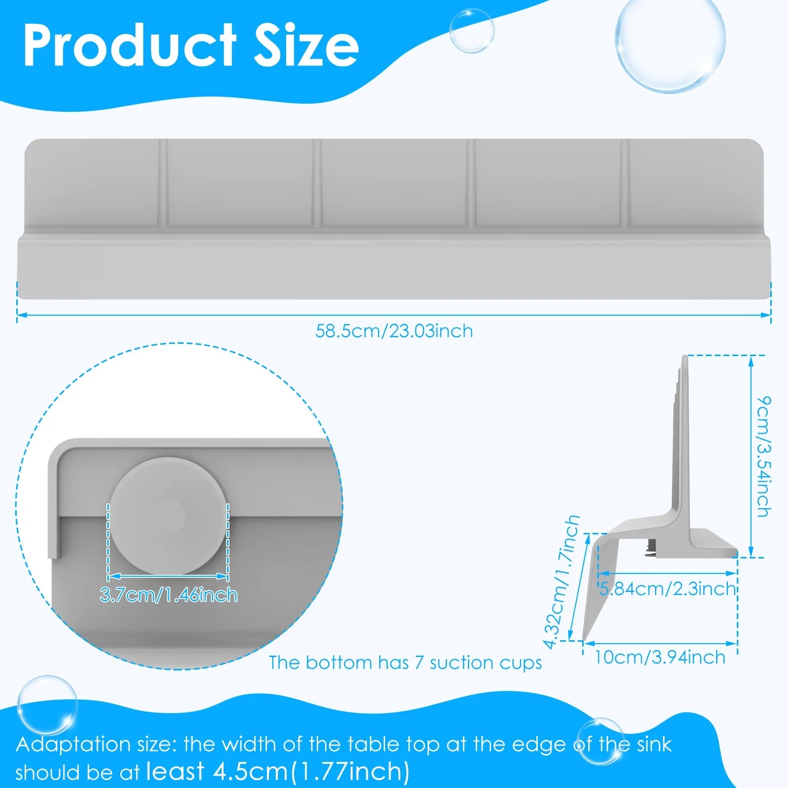 Silicone Sink Splash Guard Kitchen Water Baffle Splash Protector with Non Slip Strong Suction Washing Dishes Faucet Drain Pad
