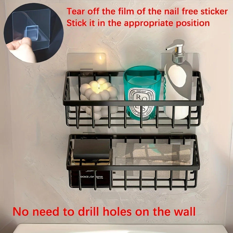 Easy-to-Install Kitchen Sink Organizer, No Drilling Required, Multipurpose Storage Rack Suitable for Sponges,Brushes, and Towels