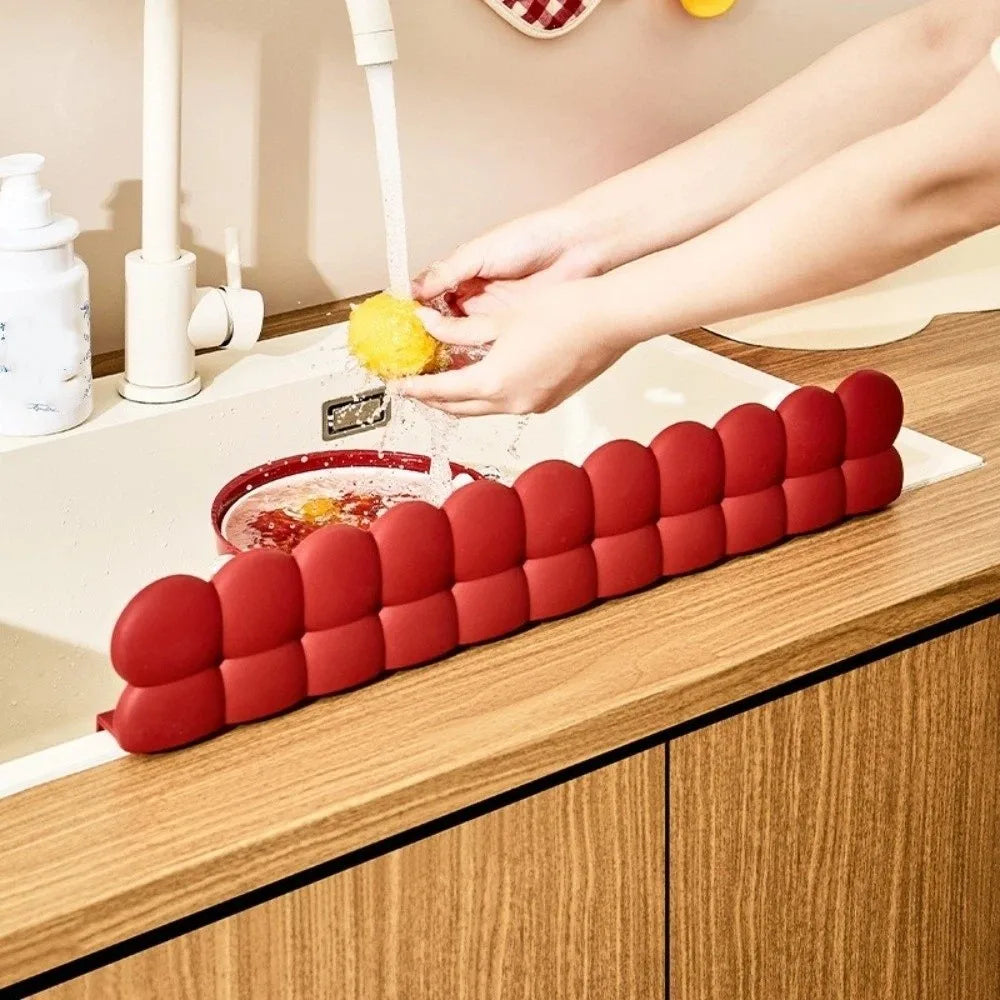 Durable Silicone Sink Baffle Waterproof Heightened Splash Guard Suction Cup Sink Water Blocking Strip Kitchen Sink